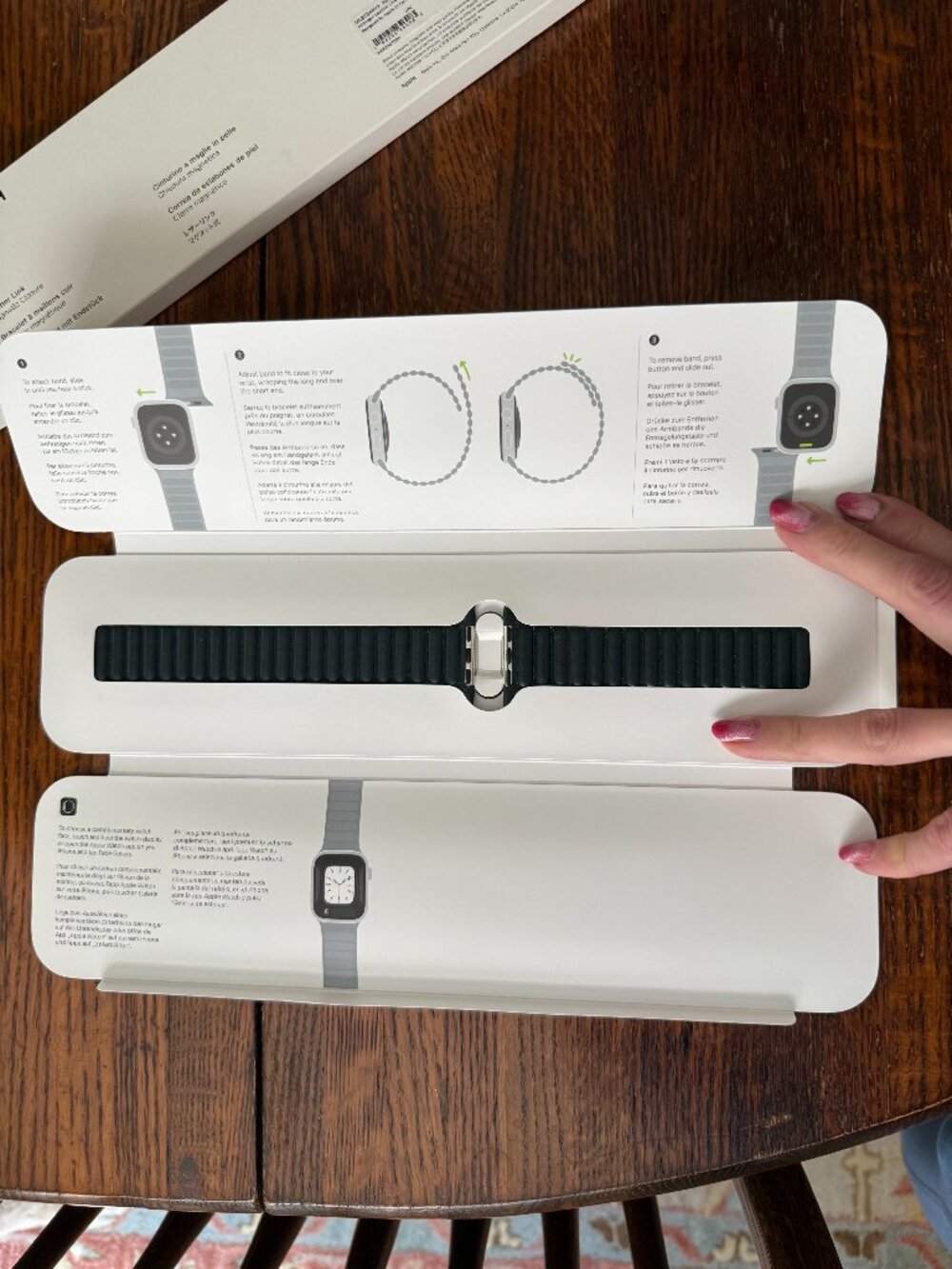 NEW Apple Watch Band - Leather Link - (45mm) - Midnight - Medium/Large